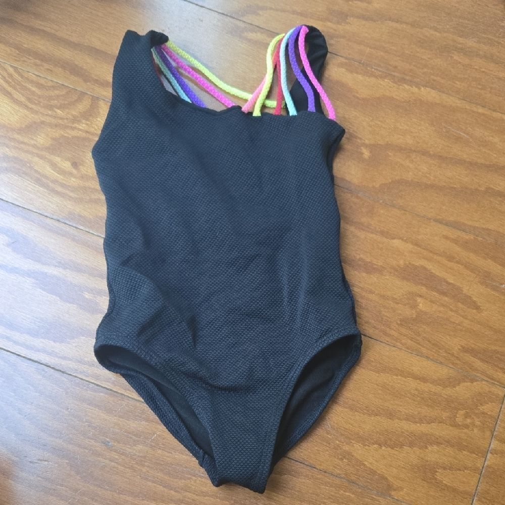 Peixoto Black Bodysuit with Vibrant Straps